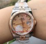 Copy Rolex Datejust 2-Tone Rose Gold Diamond Markers Rose Gold MOP Dial Man's Watch
